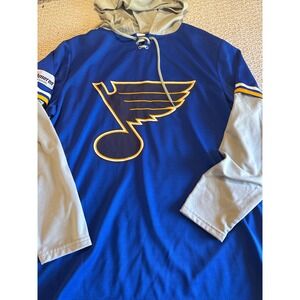 Success Brands St. Louis Blues Blue Gray Lace Up Hooded Jersey Mens Large NHL
